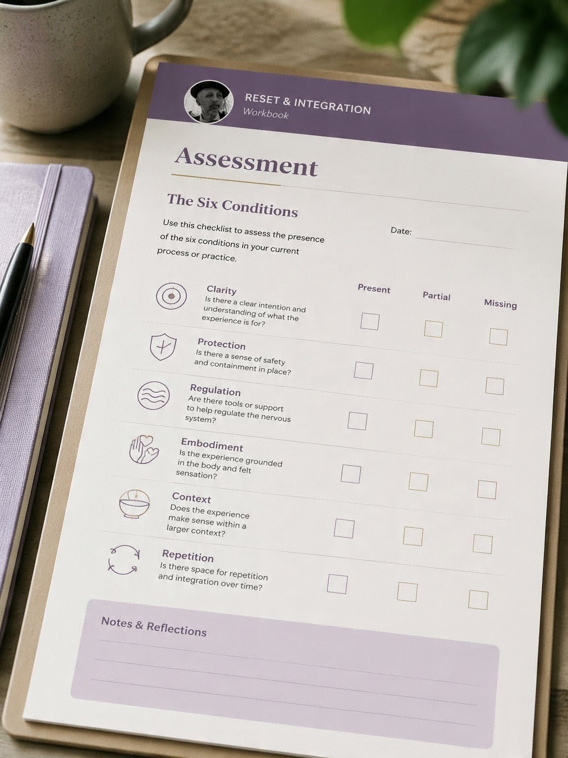 Reset and Integration workbook assessment page